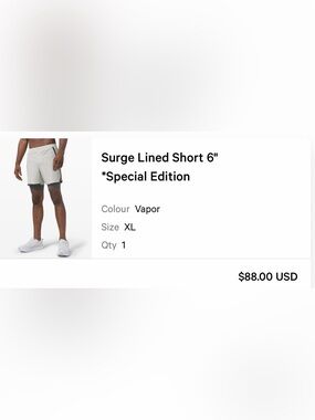 Lemon Surge Lined Short 6" in Vapor/Black Trim